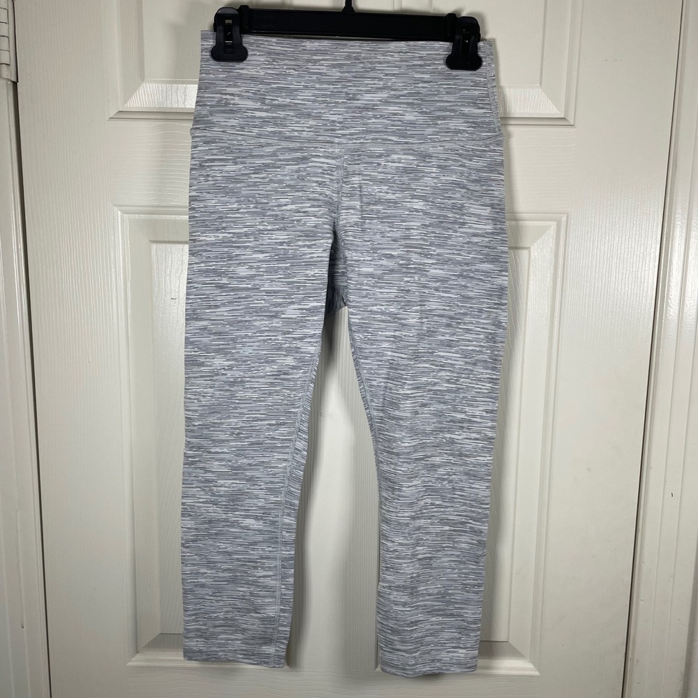 Lululemon Wunder Under High Rise 7/8 Leggings Womens 8 Grey White 22" Inseam